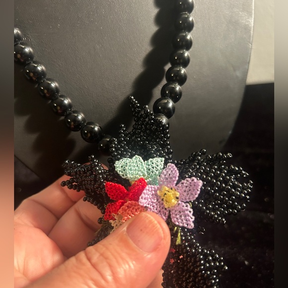 Handmade Needlework with Beaded Multicolor Bright Flower Necklace Gift 🎁 - Picture 4 of 15